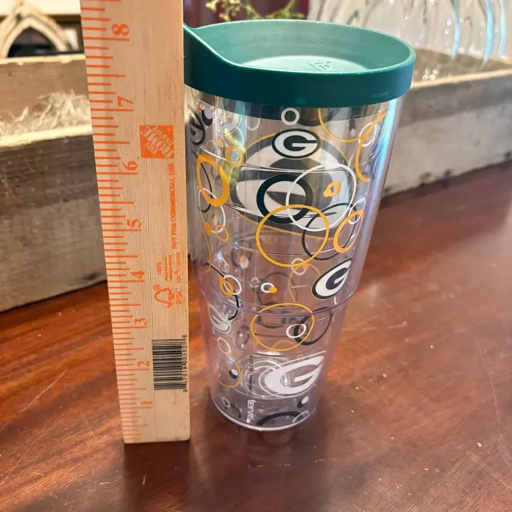 NFL Football, Double Wall, Clear, 24 oz, Travel Cup, Go Pack Go